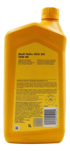 Aceite Mineral 15w40 Original Shell Helix Hx5 - Api Sl - 1l