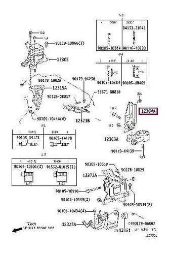 Base Motor Trasera Superior Yaris Automatico 2006 - 2010